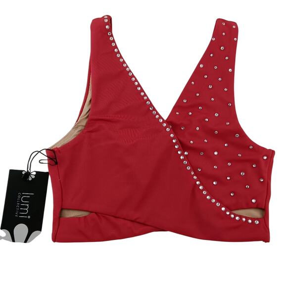 Audition Outfit Pro Cheer Dance NFL NBA Red Navy Custom Rhinestone - Picture 5 of 16